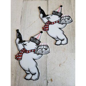 Vintage Coca-Cola polar bear 10th birthday badger chapter ornament Xmas set